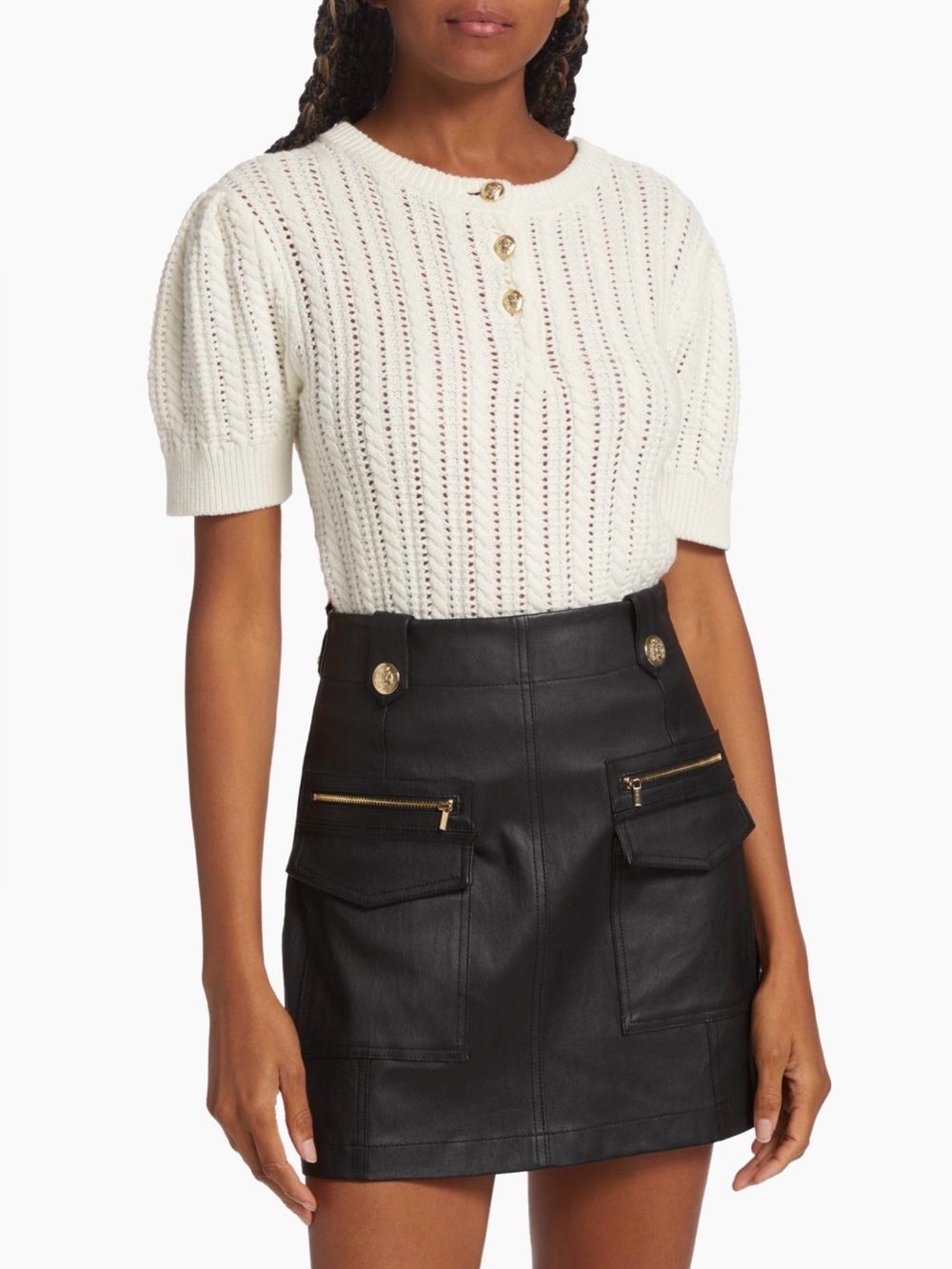 DEREK LAM 10 CROSBY Shea Alpaca Wool Blend Ivory Sweater, Size L, NWT